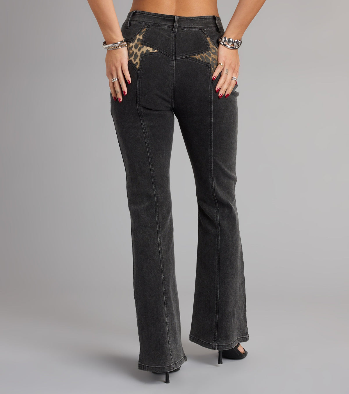 Wild Star Cheetah Mid-Rise Denim Jeans