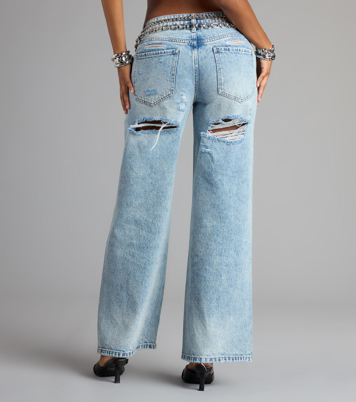 Casual Chaos Mid-Rise Wide Leg Denim Jeans