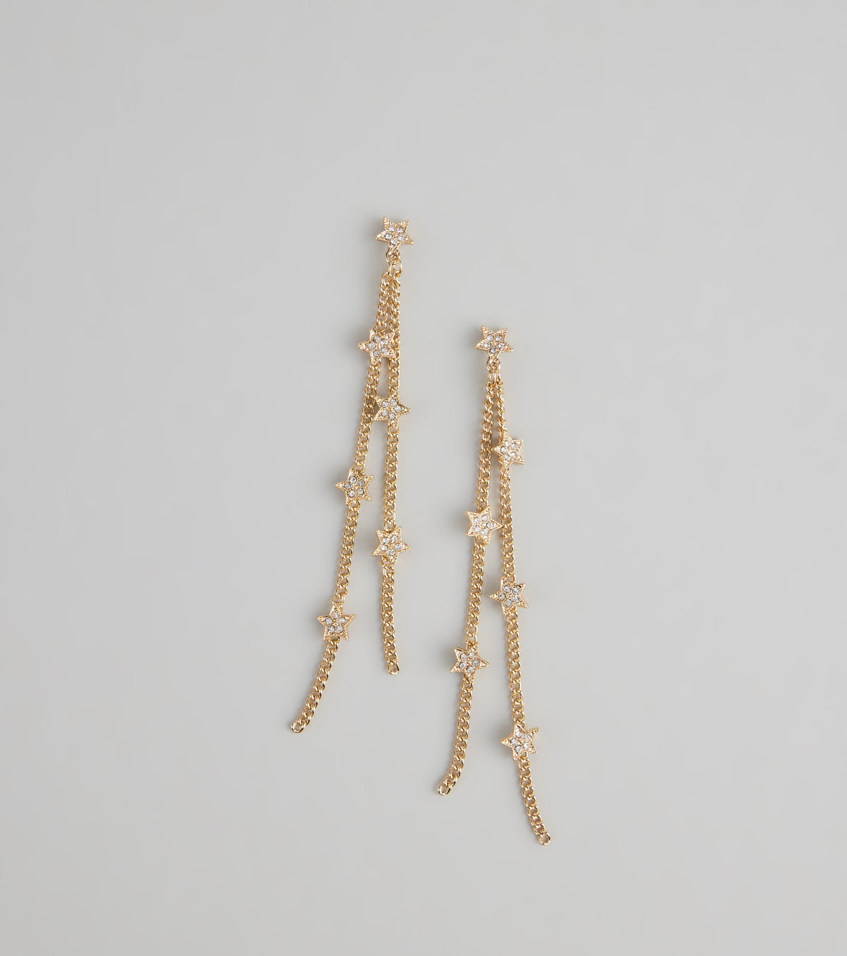 Catch The Glow Rhinestone Star Linear Earrings