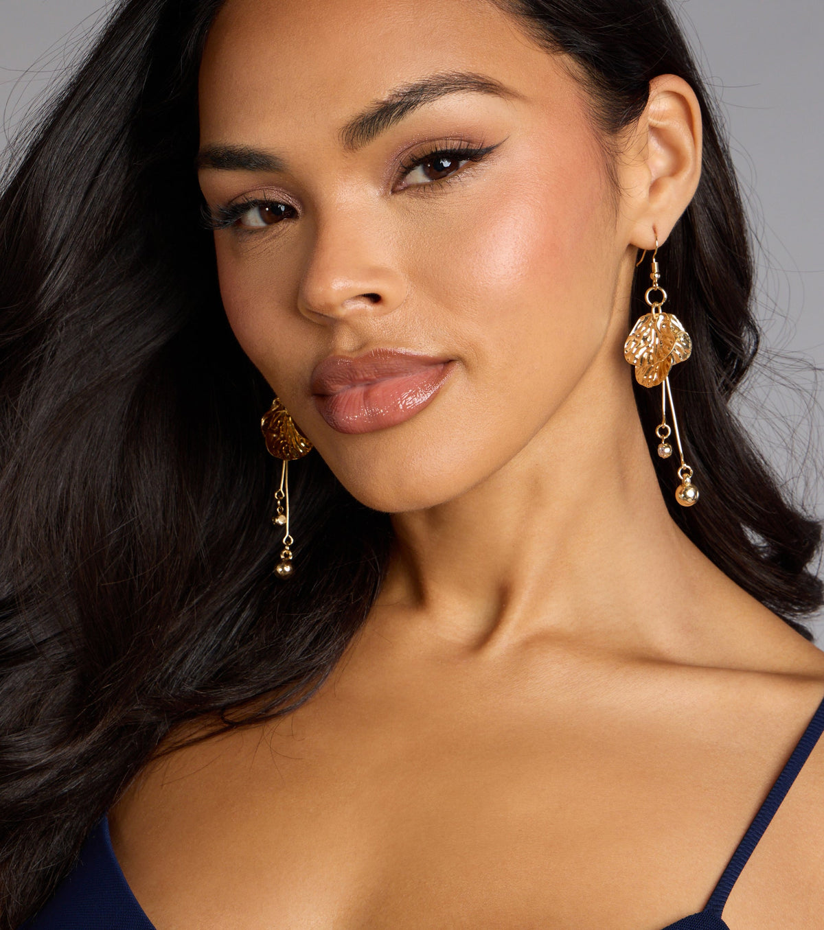 Golden Bloom Floral Petal Earrings