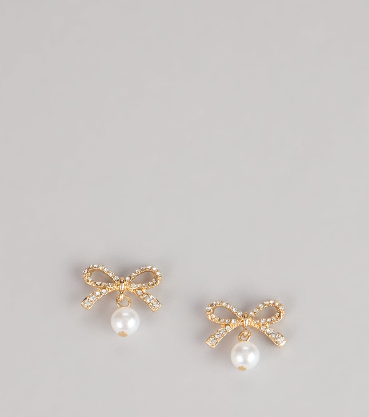 Sweet Sparkle Rhinestone And Pearl Bow Stud Earrings