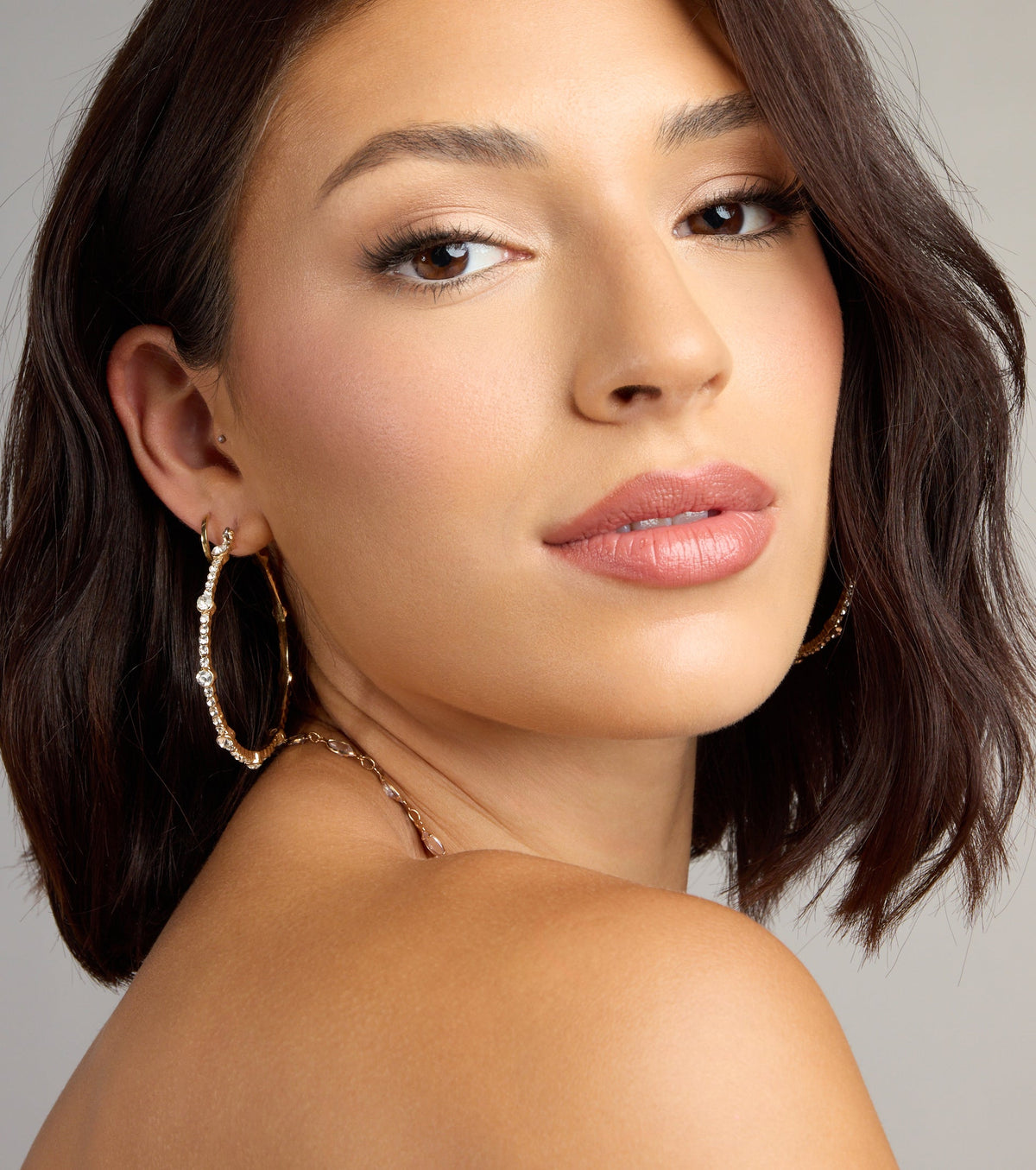 All About The Sparkle Rhinestone Hoop Earrings