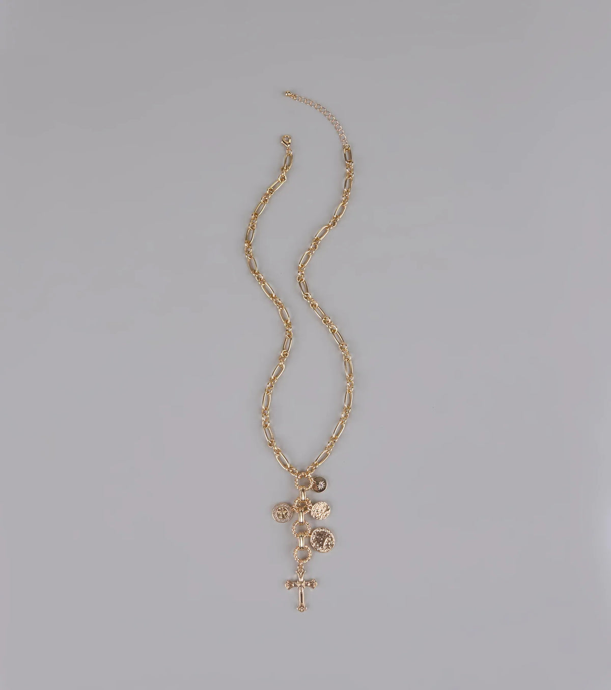 Extra Blessed Cross Charm Long Necklace