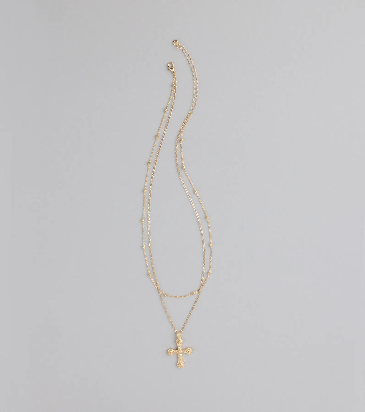 Divinely Draped Dainty Layered Cross Necklace