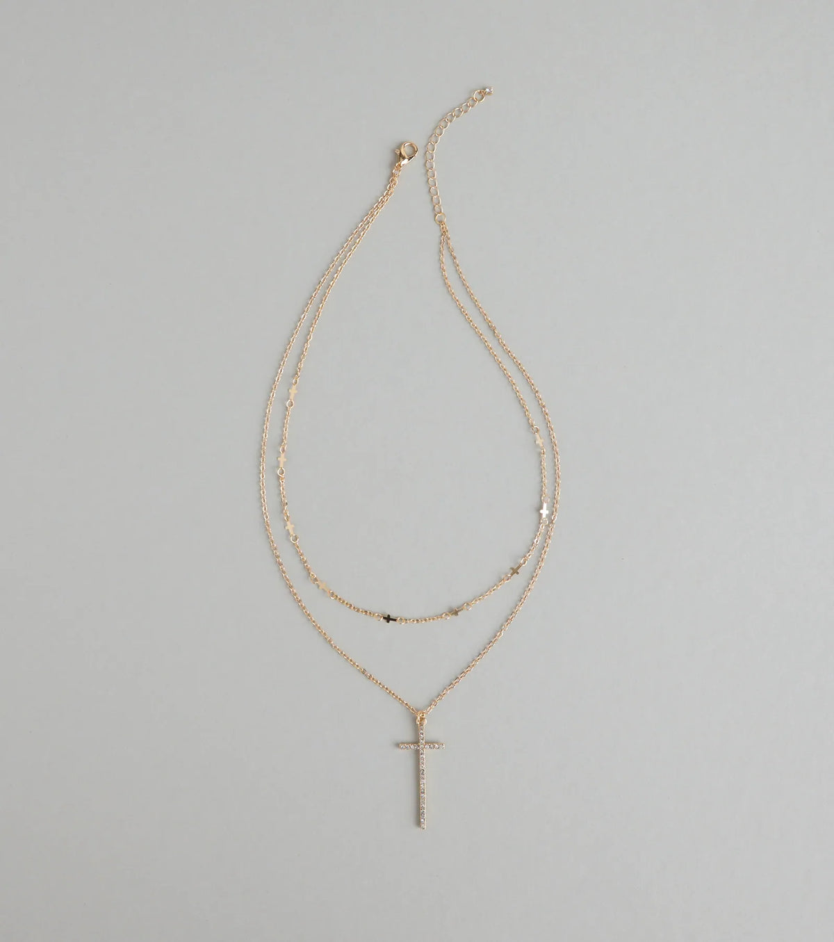 Glam Energy Layered Cross Chain Necklace