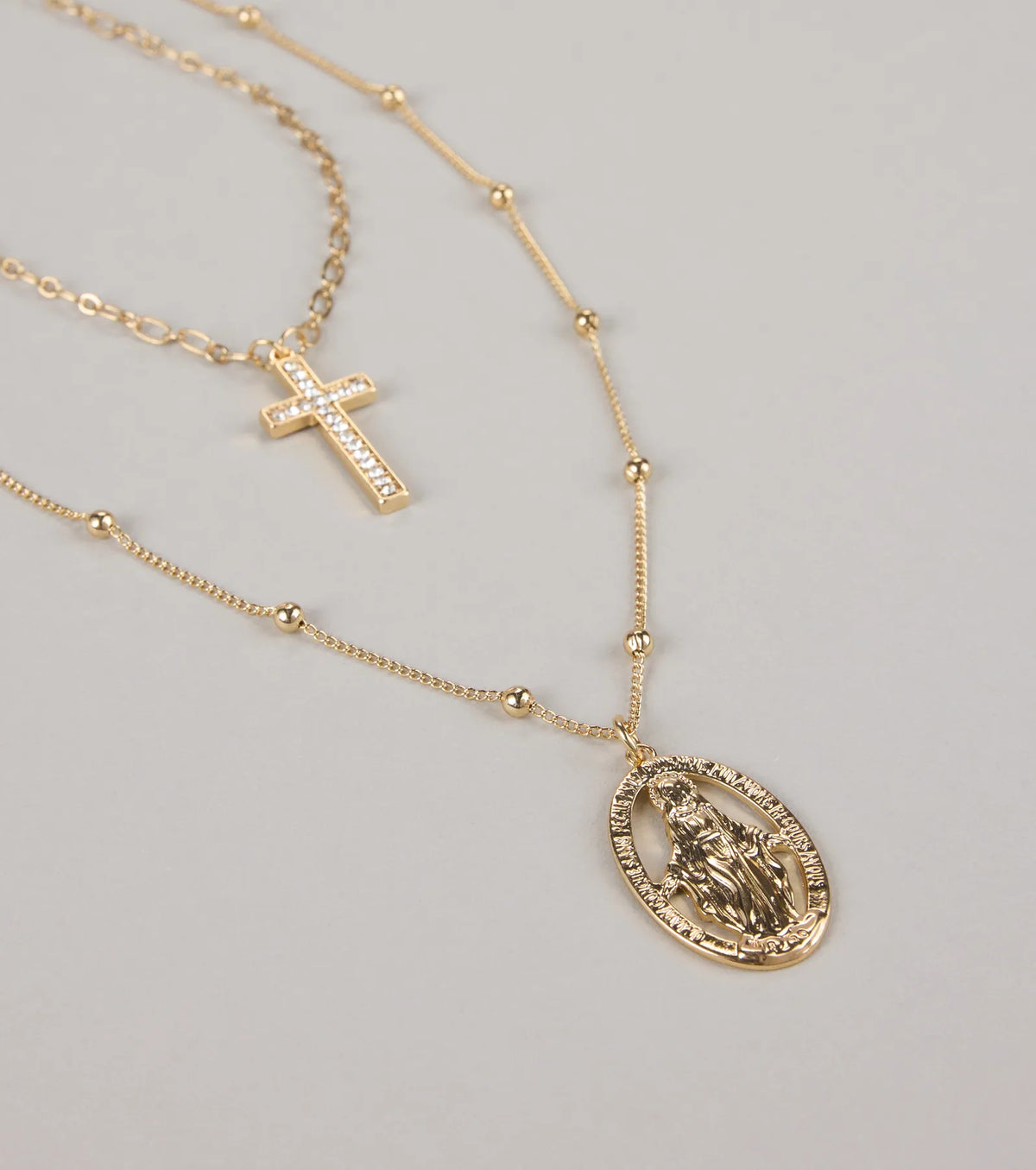 Divine Layers Cross Pendant Chain Necklace