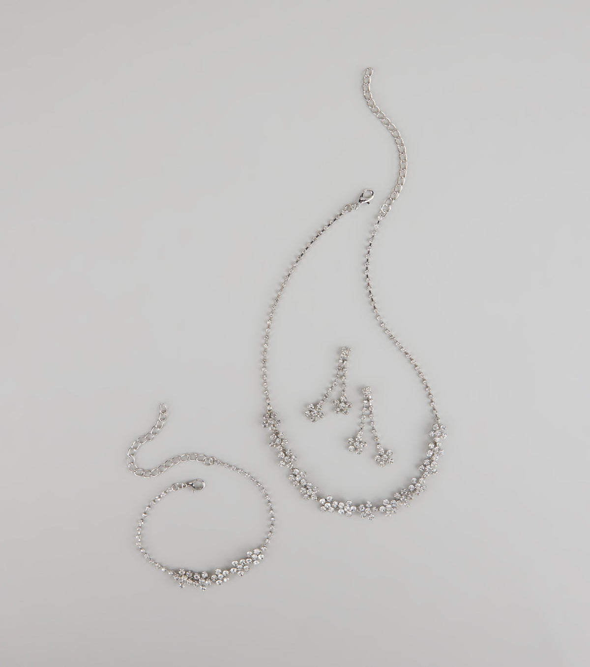 Shine Bloom Rhinestone Floral Jewelry Set