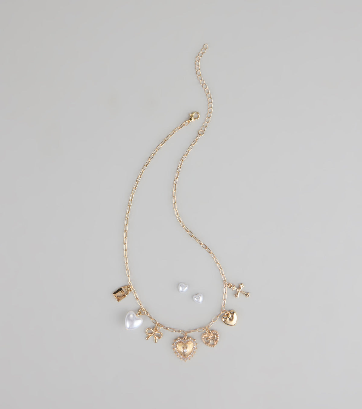 Sweet on You Charm Necklace And Heart Studs