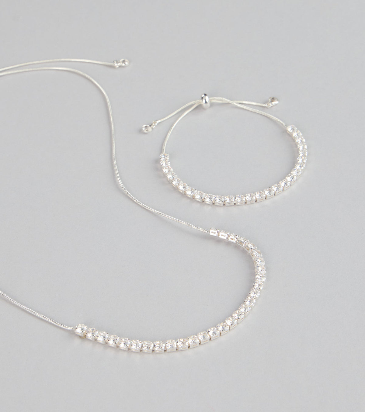 Chic Compliments Cubic Zirconia Necklace And Bracelet Set