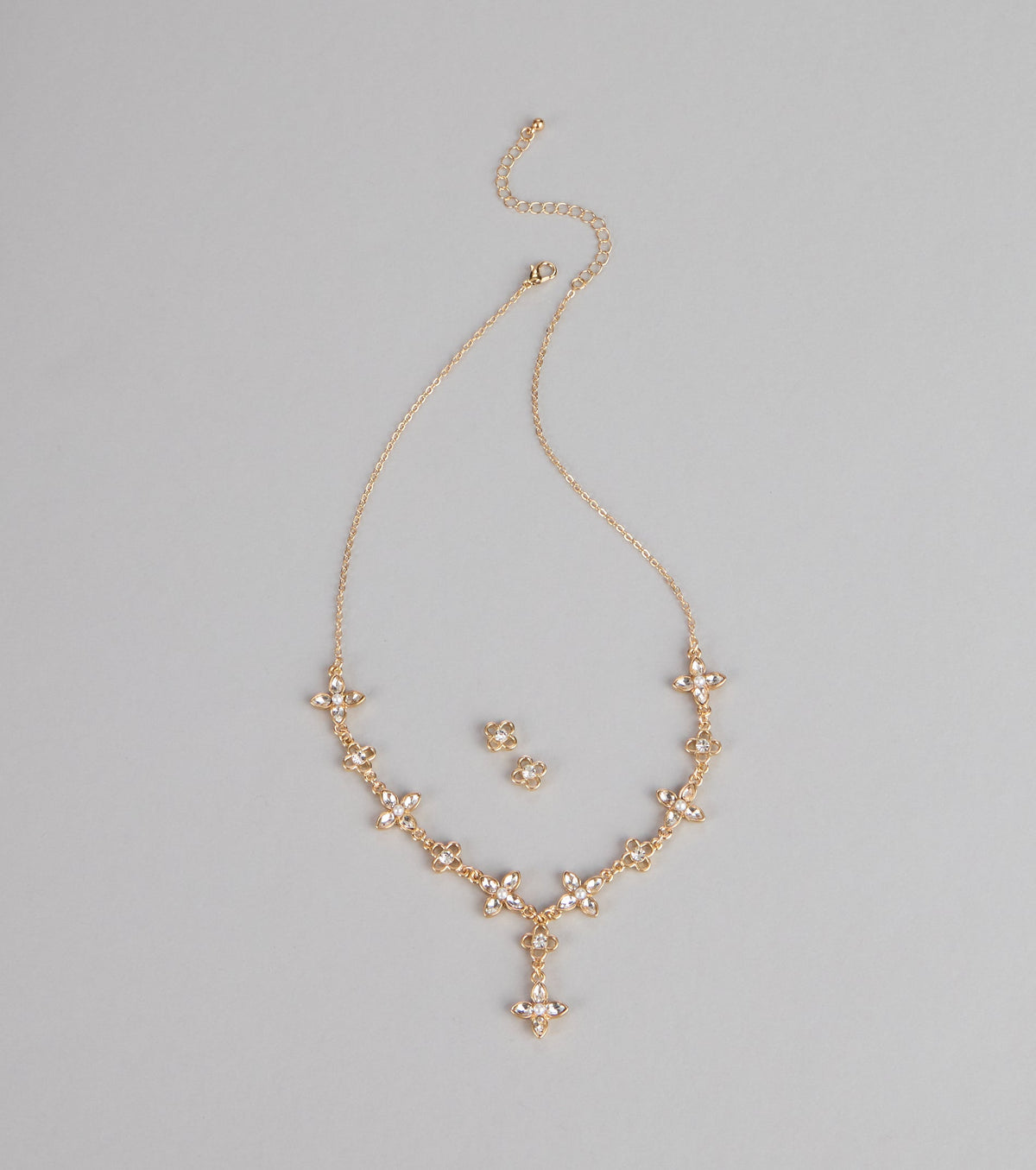 Petal Shimmer Rhinestone Jewelry Set