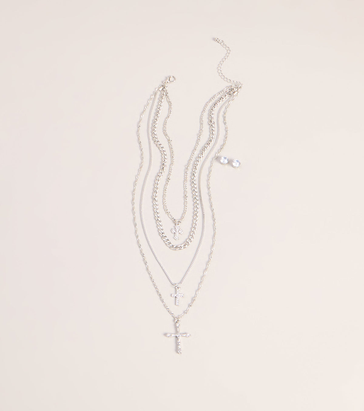 Stacked Shine Necklace And Earrings Set