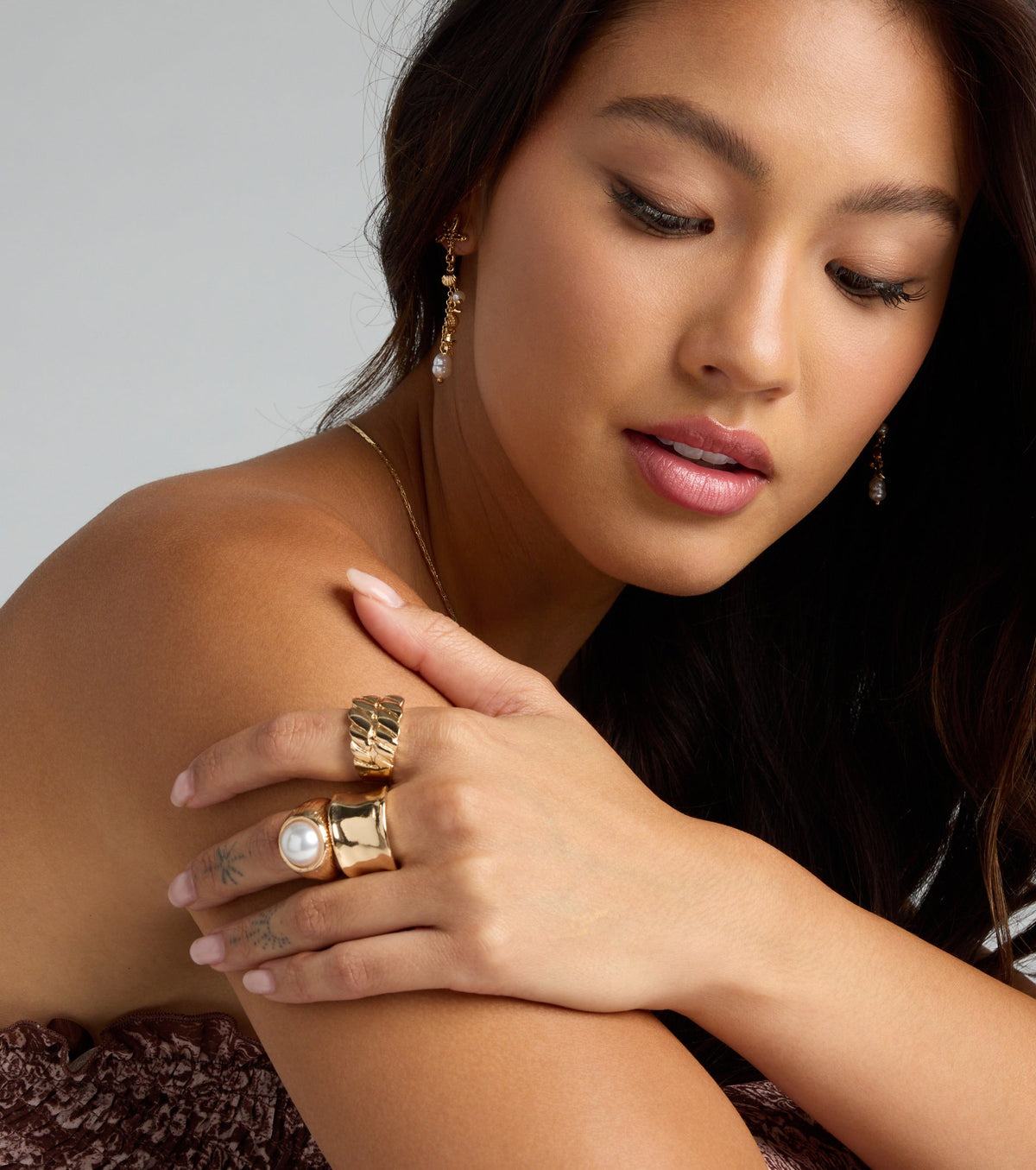 Golden Glow Statement Ring Set