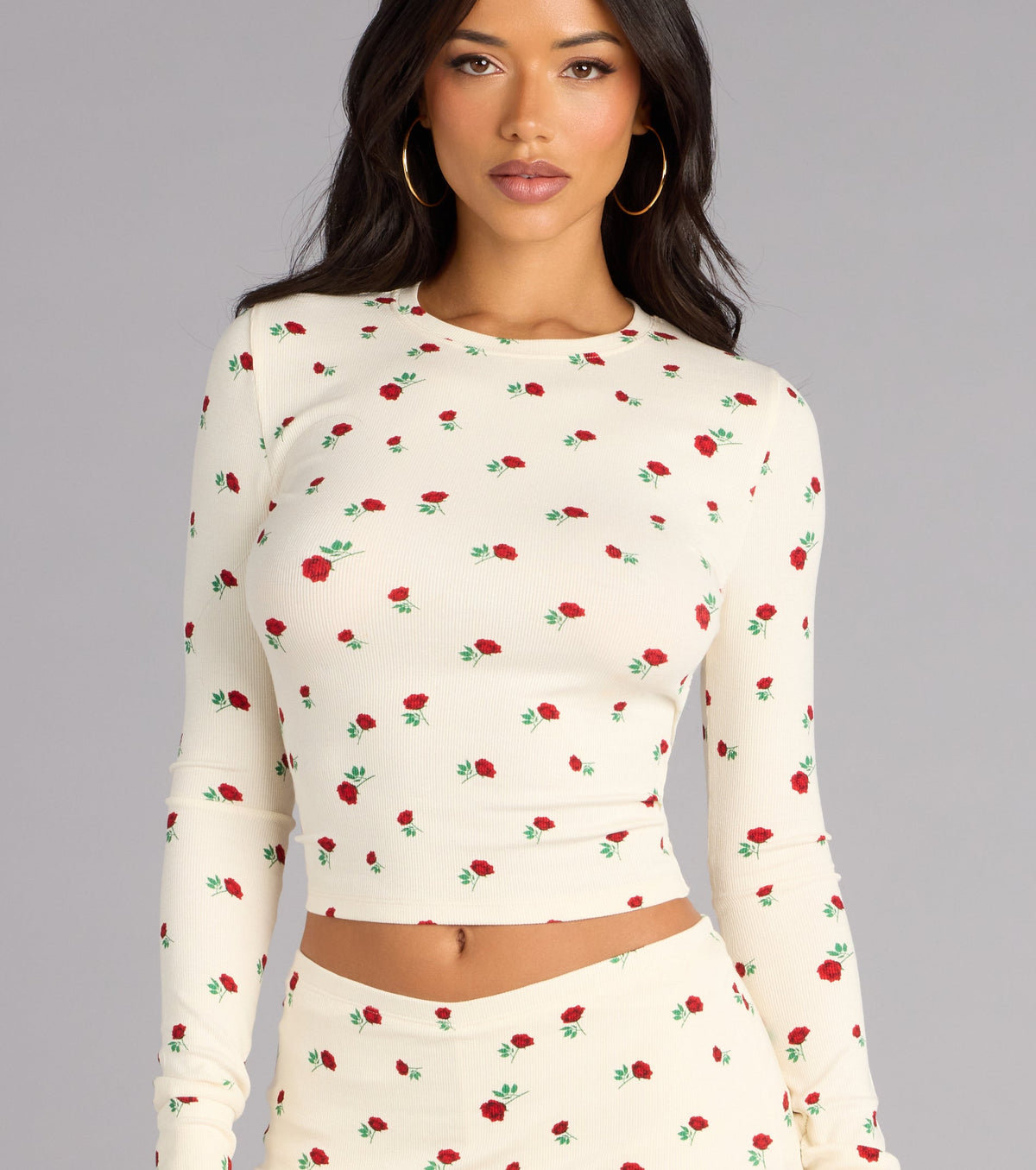 Sweet Talk Rose Print Pajama Top