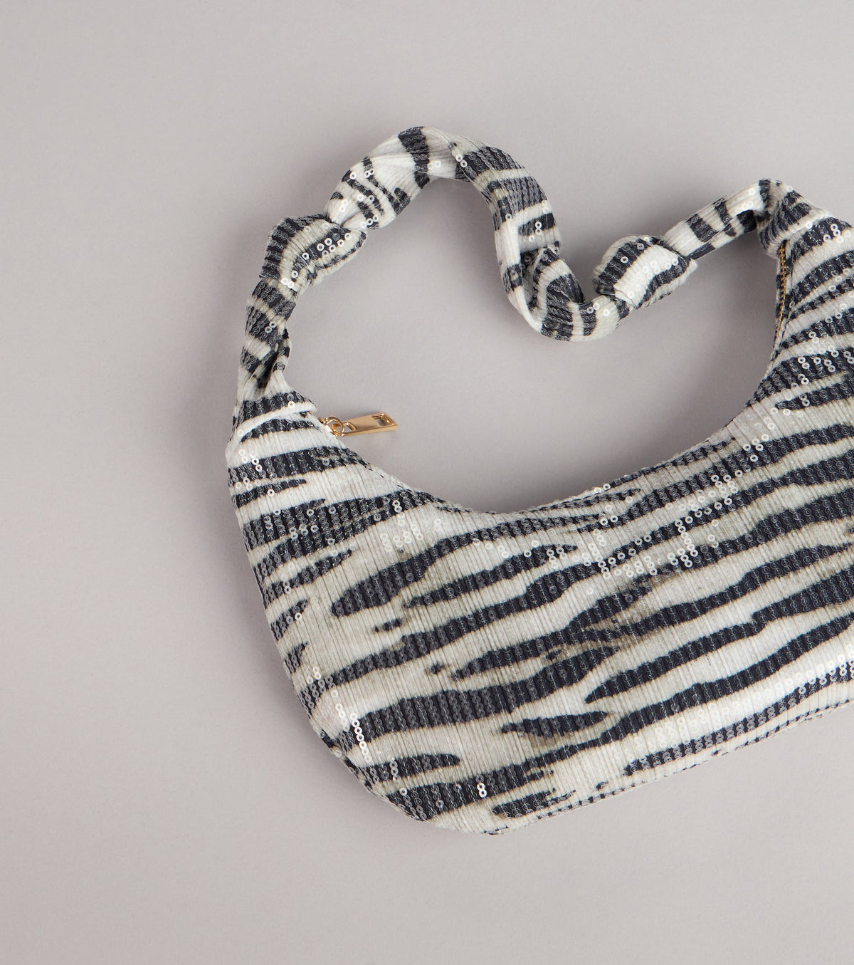 Lowkey Bold Zebra Sequin Shoulder Bag