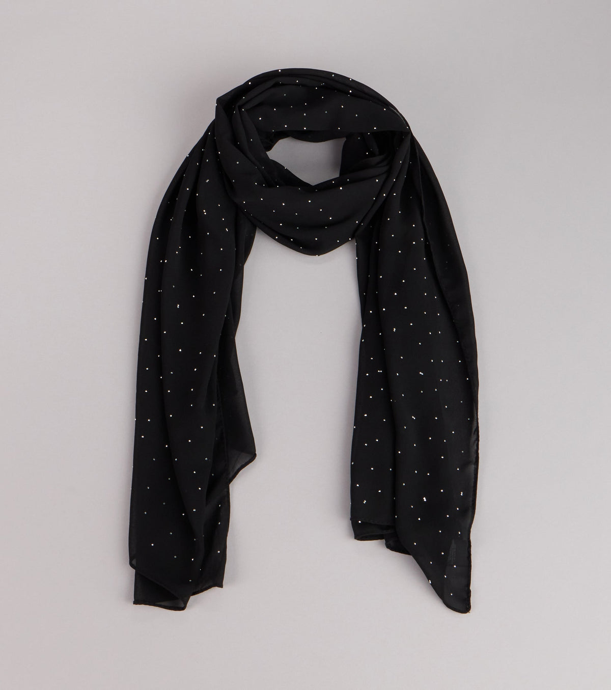 Soft Sparkle Rhinestone Chiffon Scarf