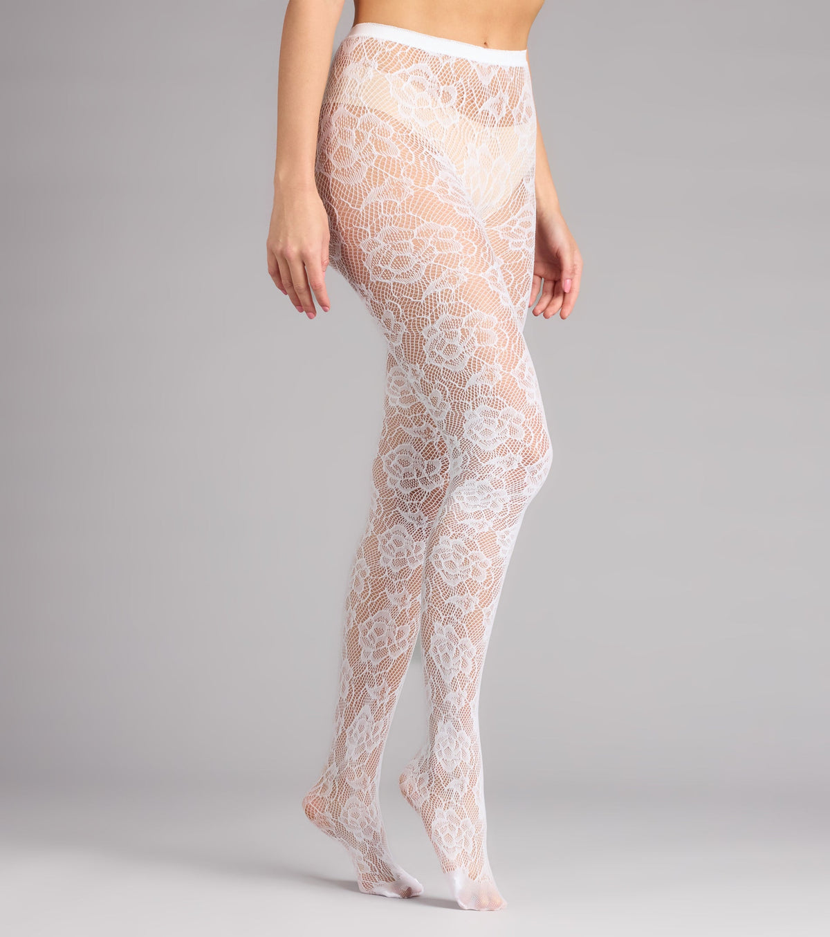 Dark Bloom Floral Lace Fishnet Tights