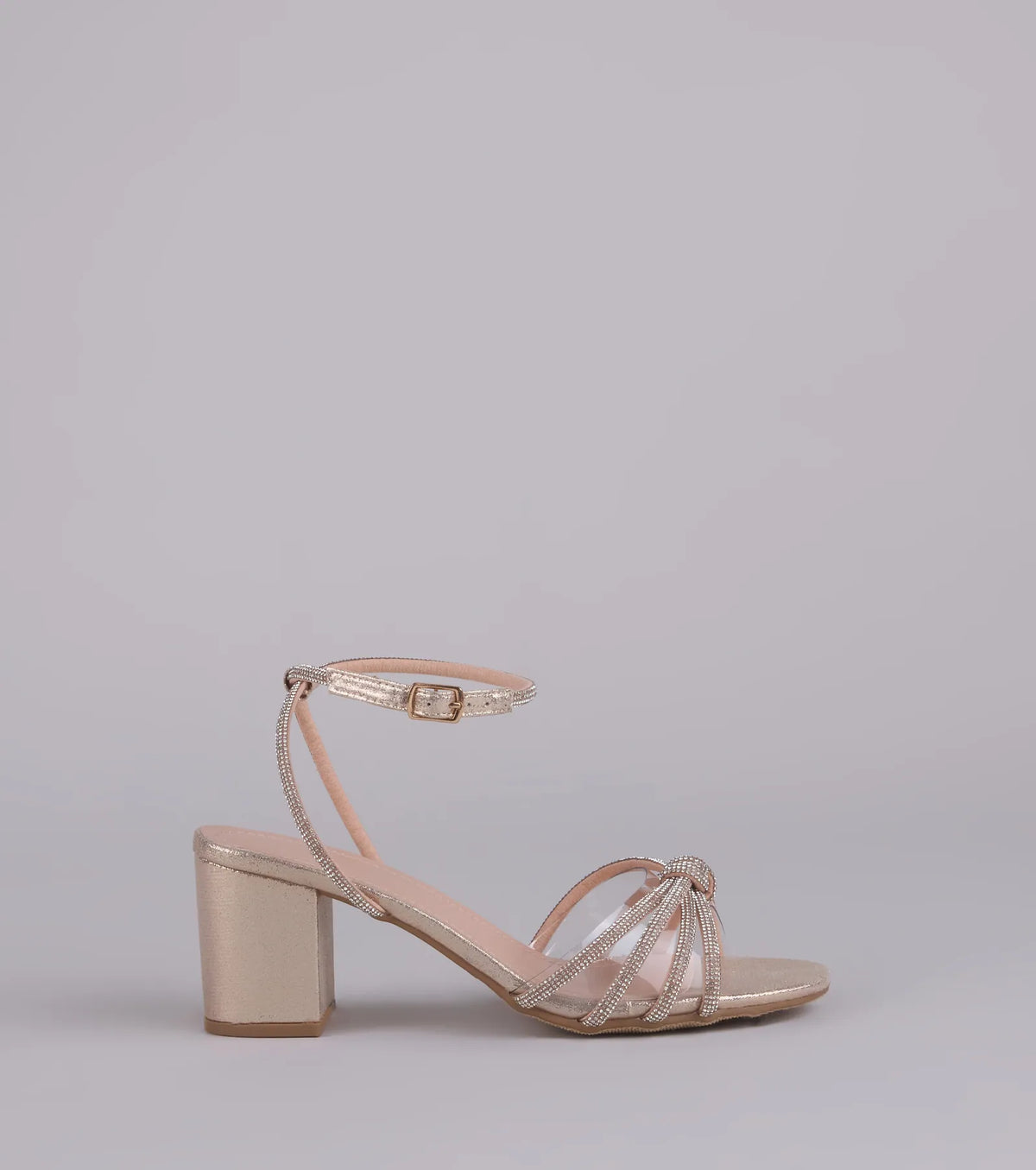 Sparkle Mode Rhinestone Strappy Glitter Block Heels