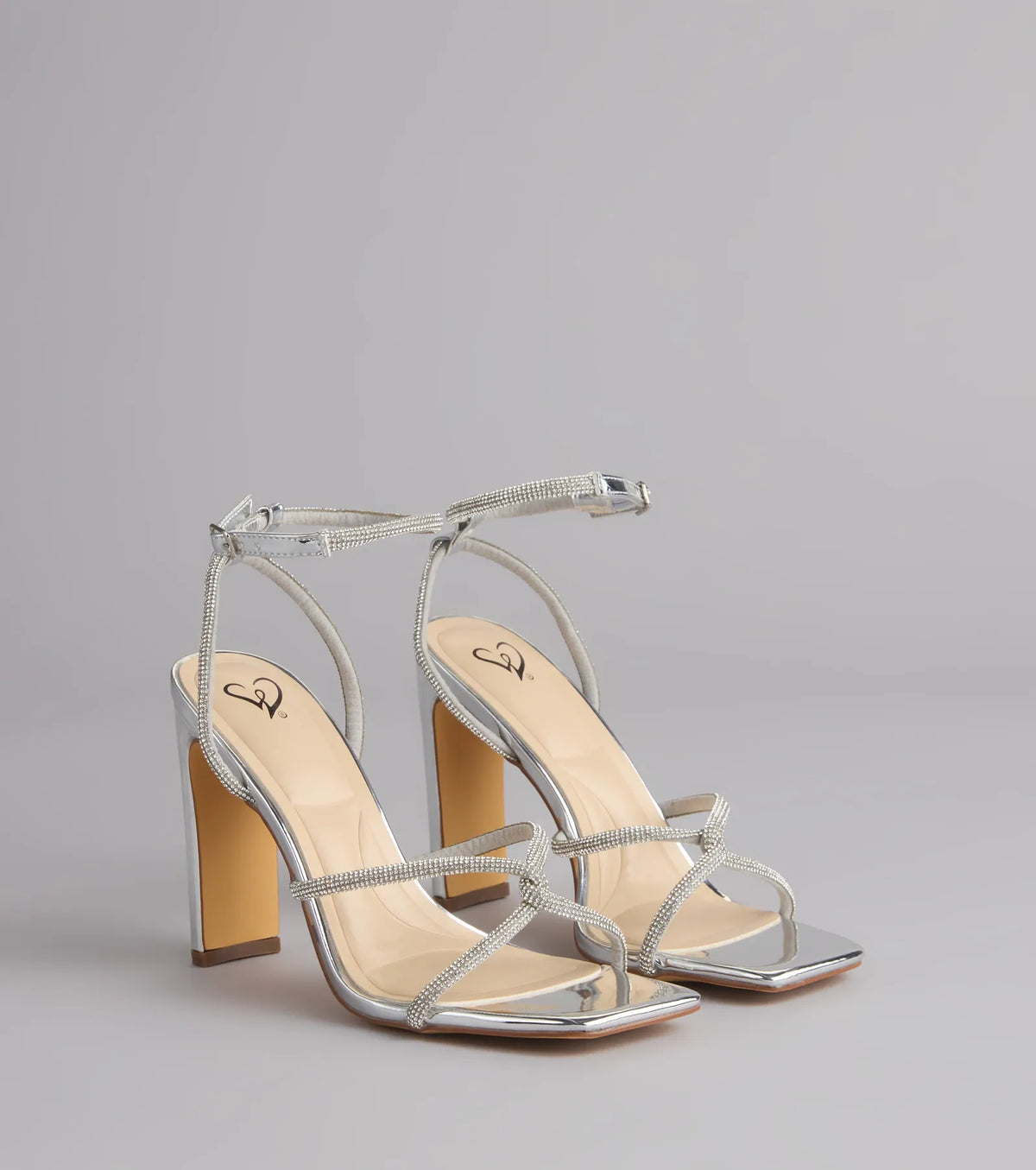 VIP Only Rhinestone Metallic Block Heels