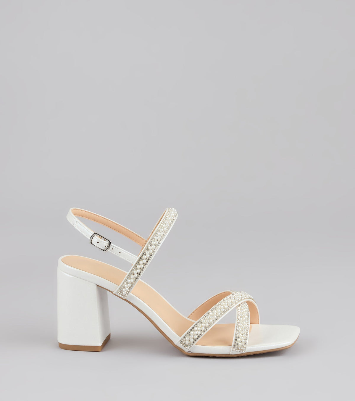 Shine All Night Pearl Rhinestone Block Heels