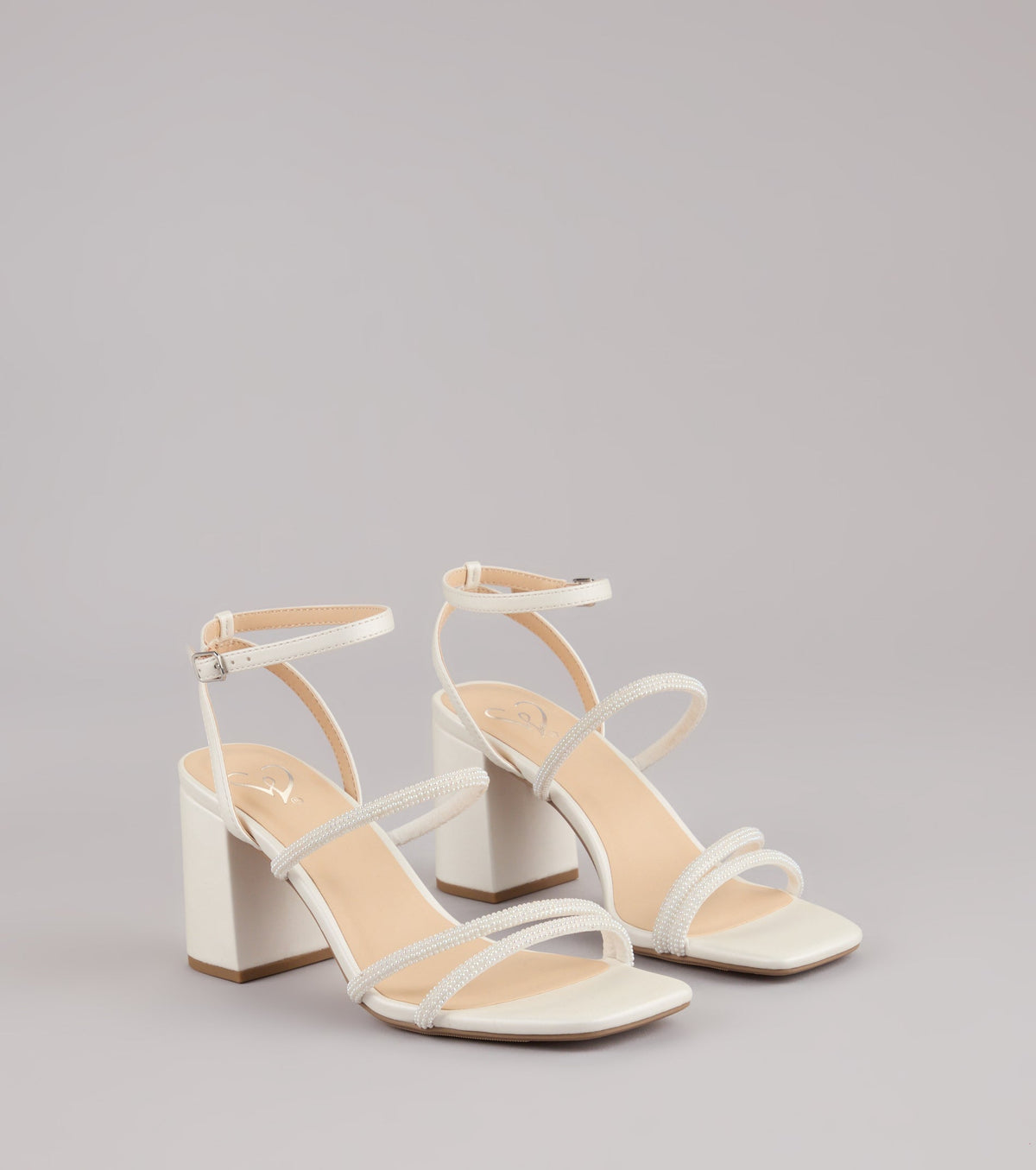 Chic And Polished Pearl Satin Block Heels