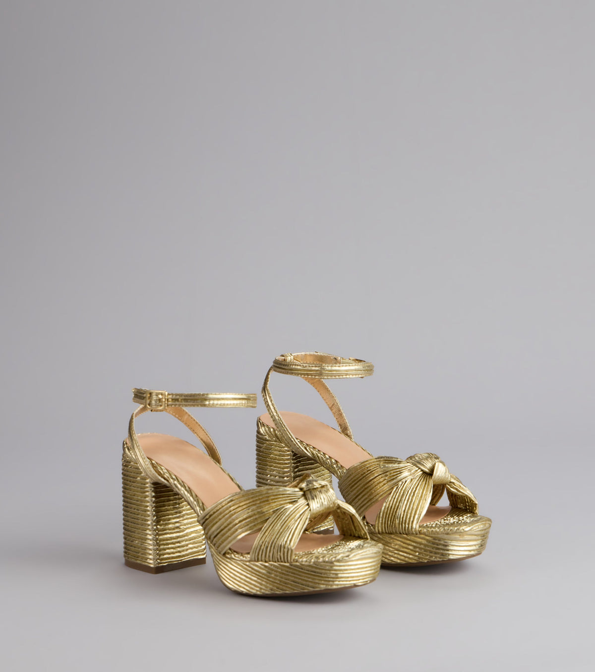 Shimmer Steps Metallic Block Heels