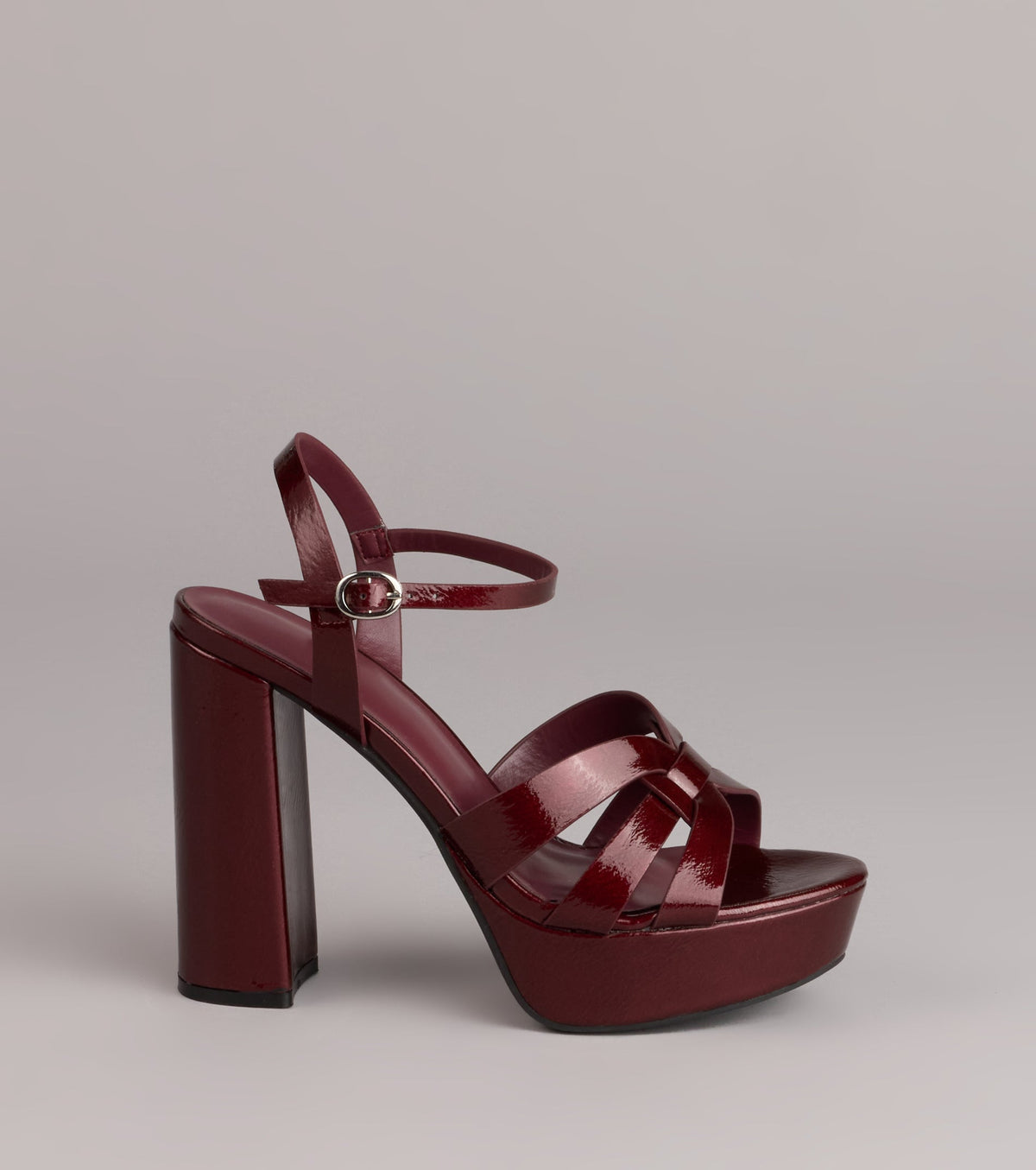 Glossed Up Patent Strappy Platform Heels