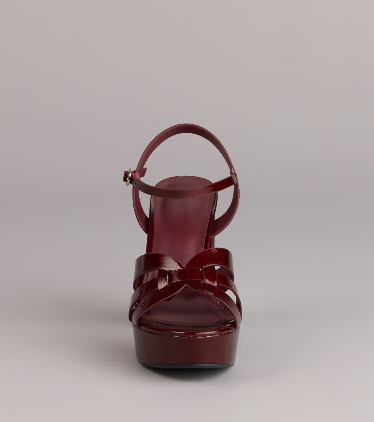 Glossed Up Patent Strappy Platform Heels