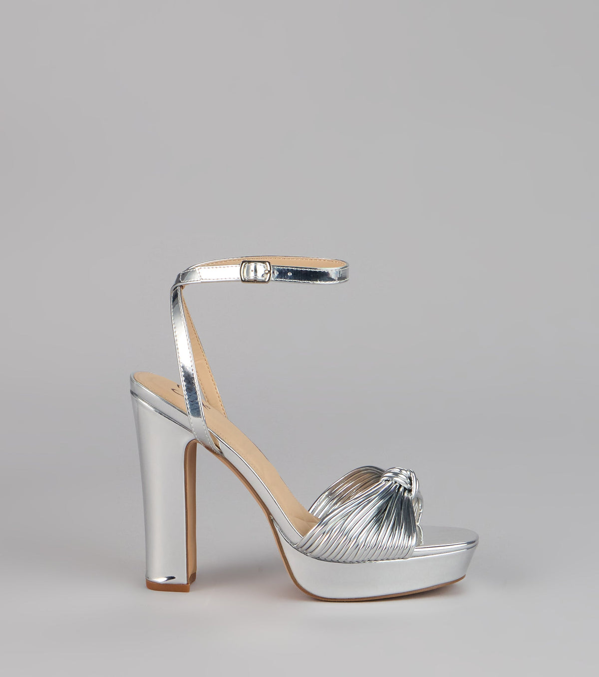 Disco Glow Metallic Knot Platform Heels