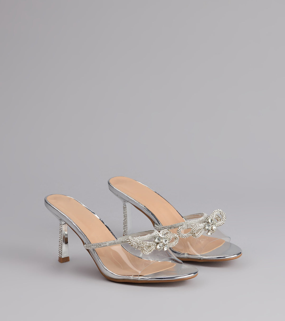 All About Glamour Rhinestone Bow Heels