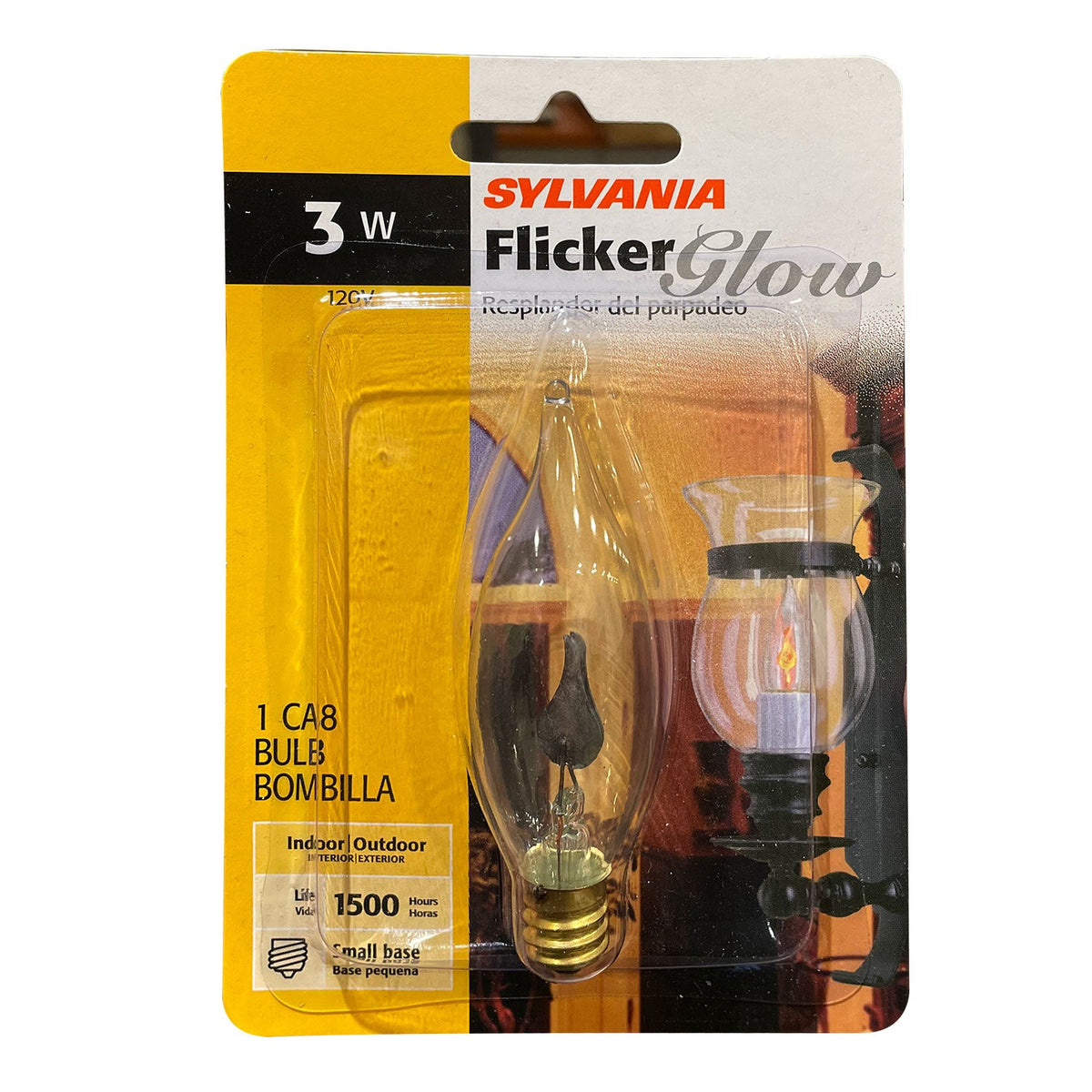 Sylvania 3w CA8 Flicker Glow E12 Candelabra Base Light Bulb