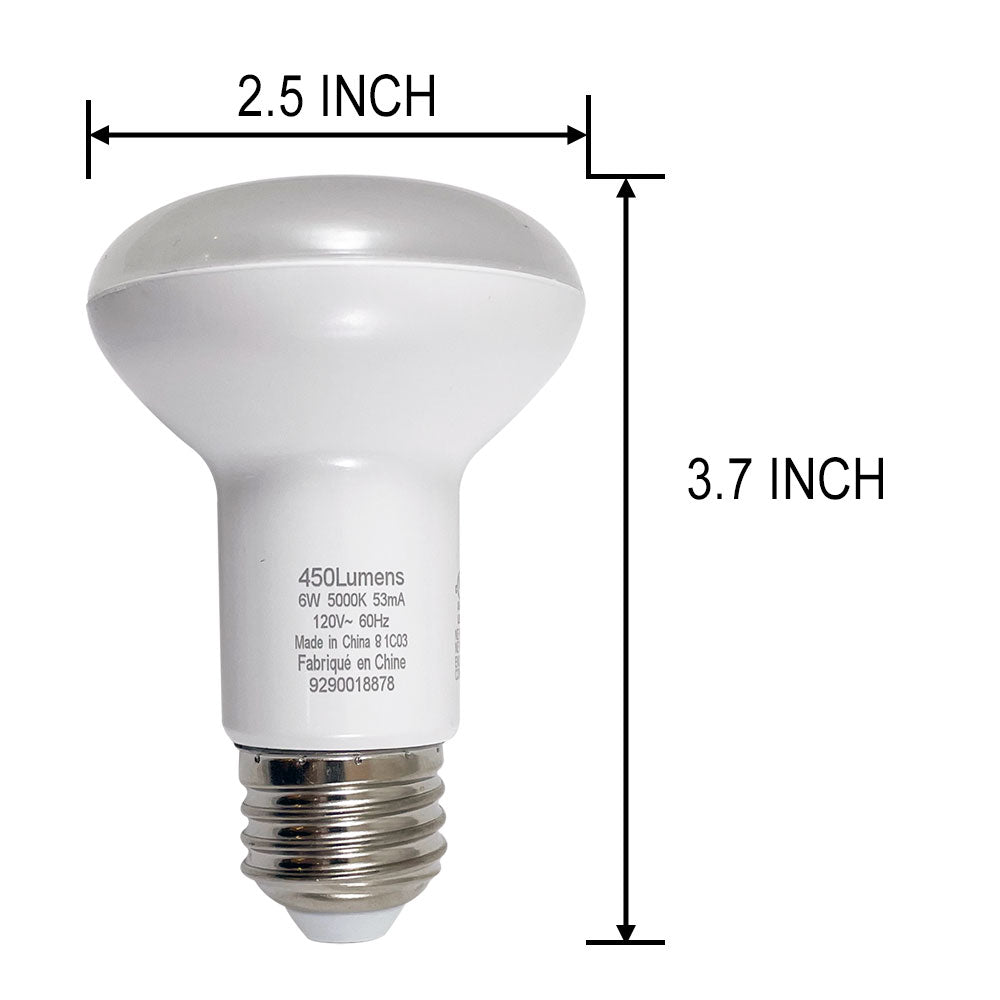 6PK - PILA 6W R20 LED E26 Medium Base 5000K Daylight - Non-Dimmable Bulb