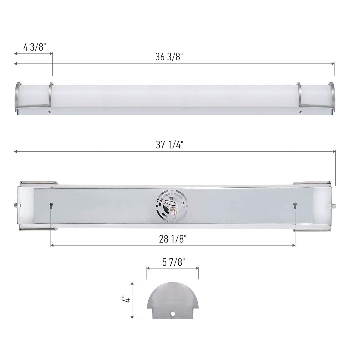 36" 26Watt 3000K LED Vanity Light White Poly with Brushed Nickel Finish