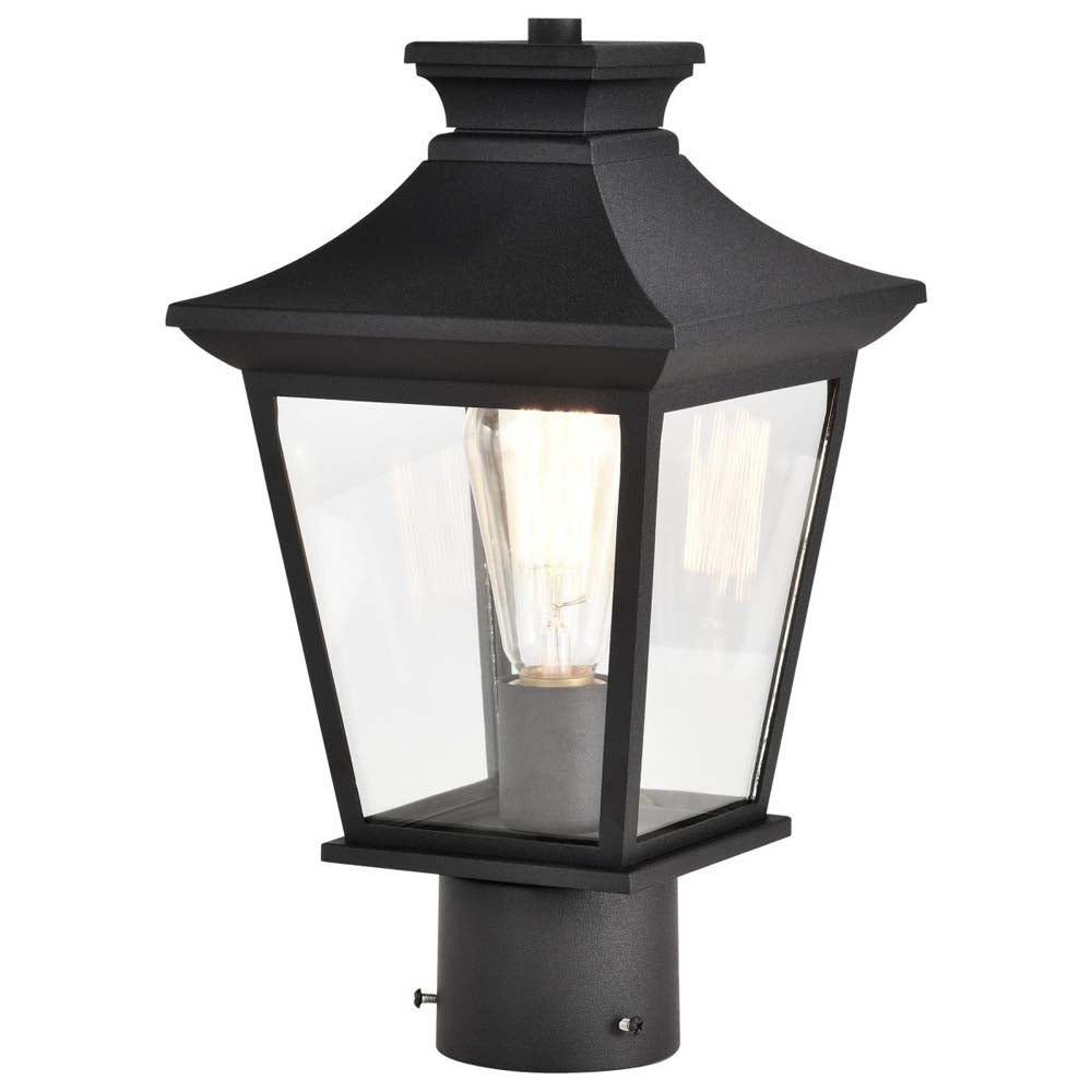 Jasper Outdoor 14-in Post Light Lantern Matte Black Finish w/ Clear Glass