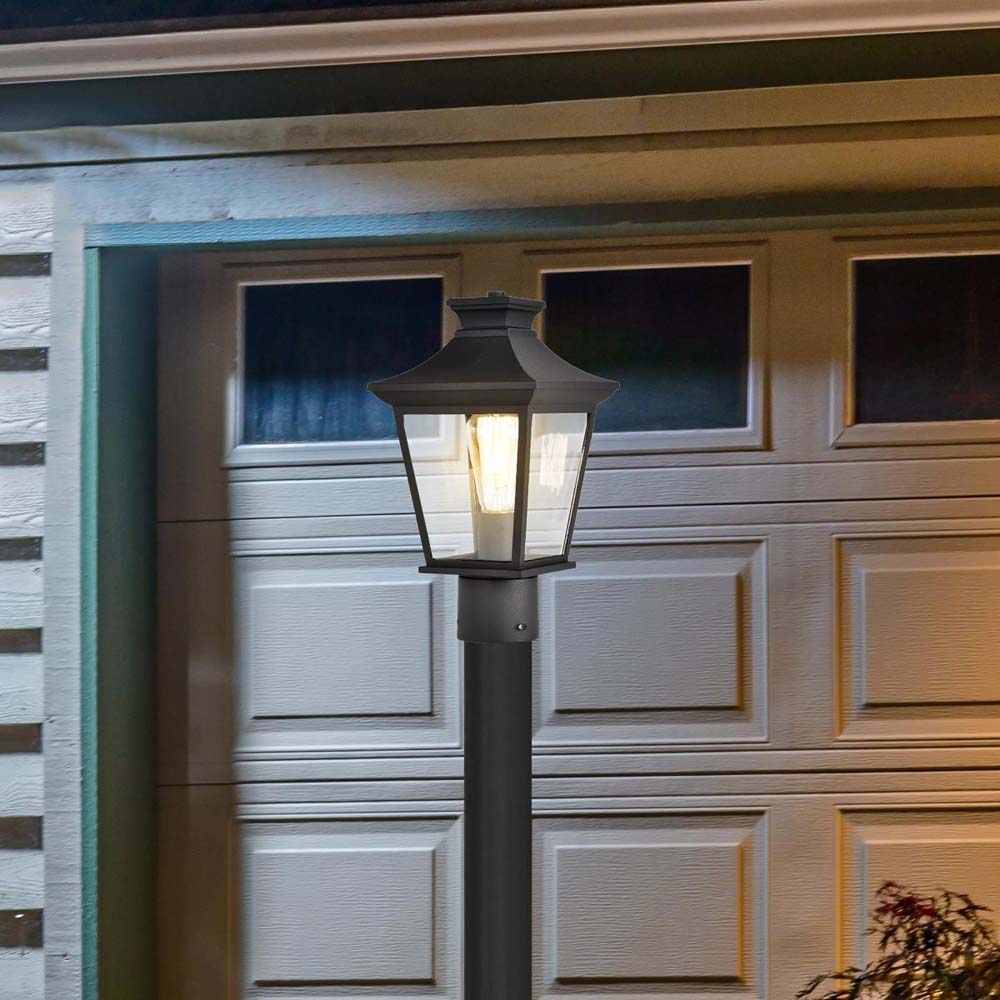 Jasper Outdoor 14-in Post Light Lantern Matte Black Finish w/ Clear Glass