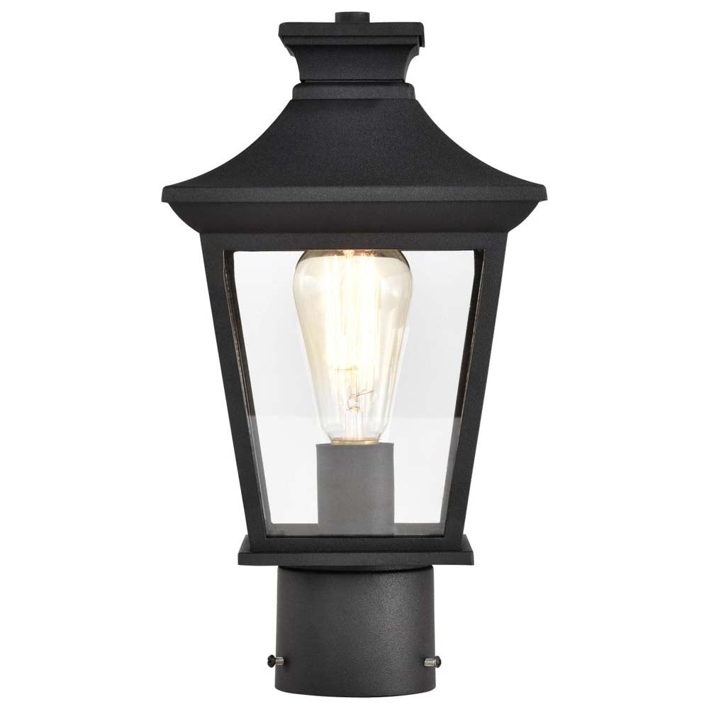 Jasper Outdoor 14-in Post Light Lantern Matte Black Finish w/ Clear Glass