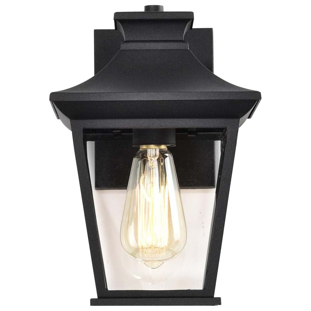 Jasper Outdoor 11-in Wall Light Matte Black Finish w/ Clear Glass 120v