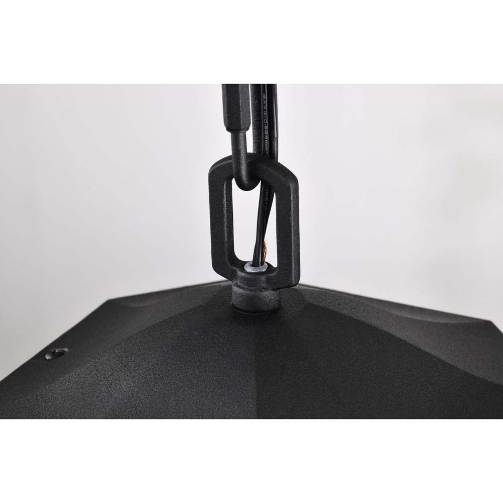 Raiden Outdoor 14.5-in Hanging Light Matte Black Finish w/ Clear Seedy Glass