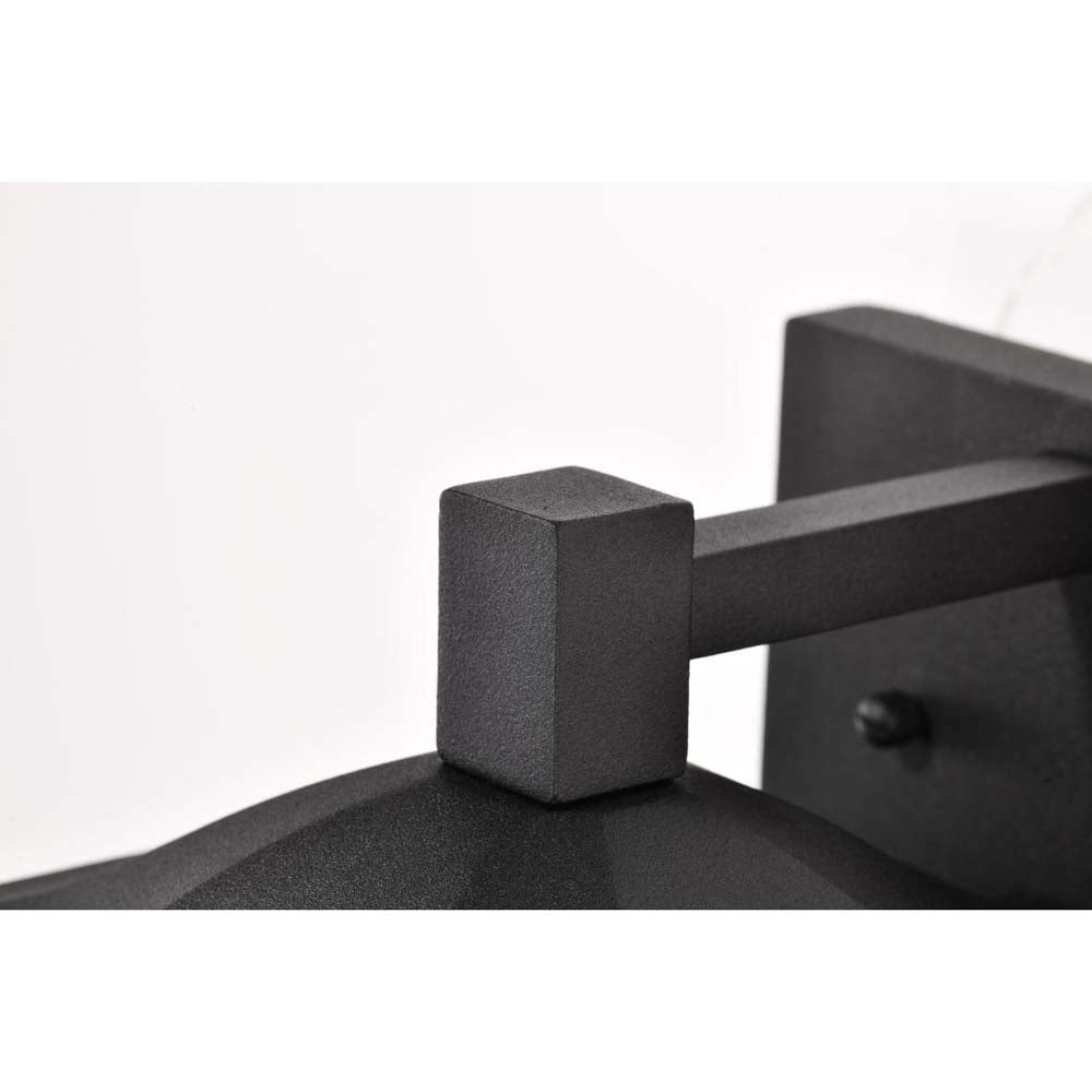 Raiden Outdoor 14-in Wall Light Matte Black Finish w/ Clear Seedy Glass 120v