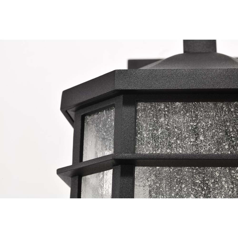 Raiden Outdoor 14-in Wall Light Matte Black Finish w/ Clear Seedy Glass 120v
