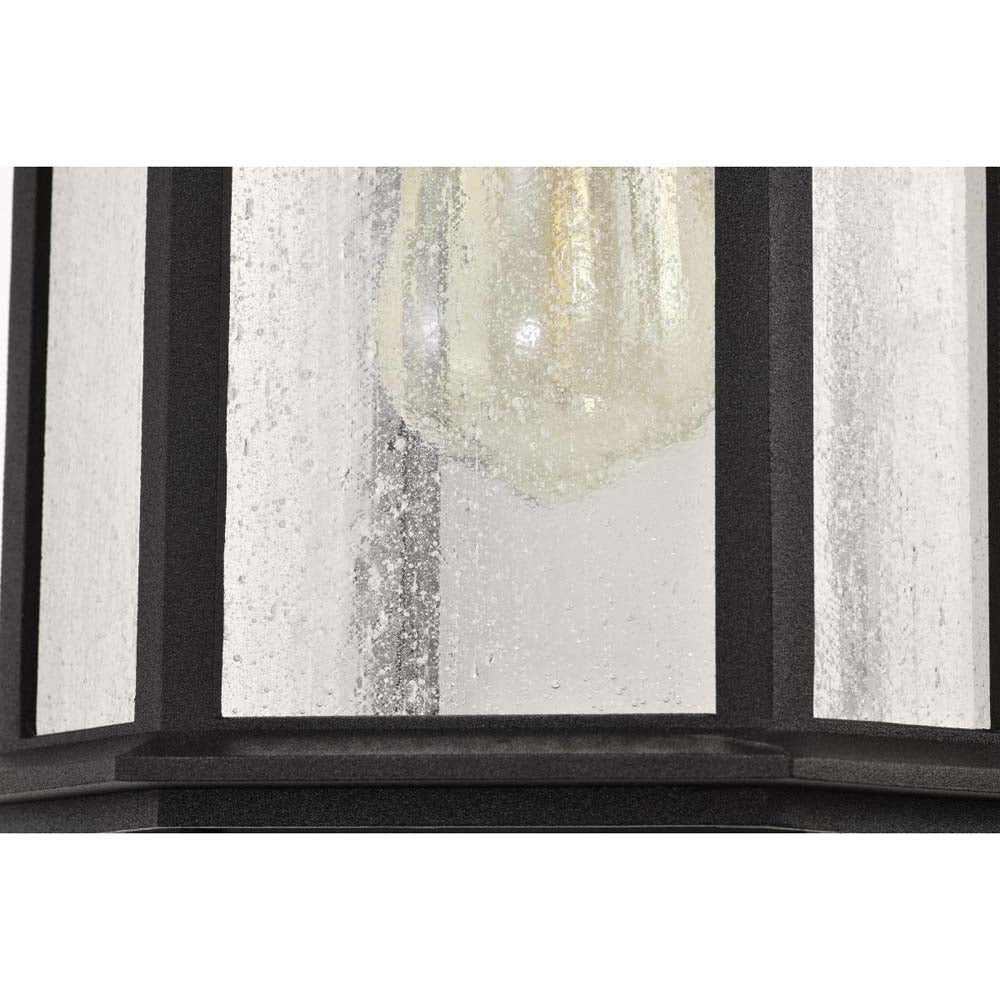 Raiden Outdoor 14-in Wall Light Matte Black Finish w/ Clear Seedy Glass 120v