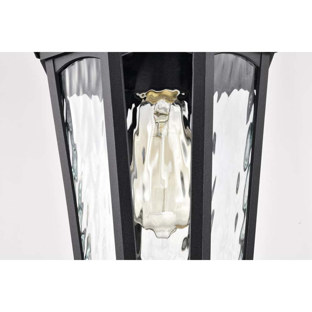 East River Outdoor 14.5-in Hanging Light Matte Black Finish w/ Clear Water Glass