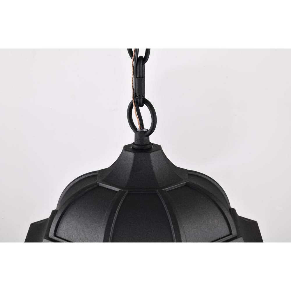 East River Outdoor 14.5-in Hanging Light Matte Black Finish w/ Clear Water Glass