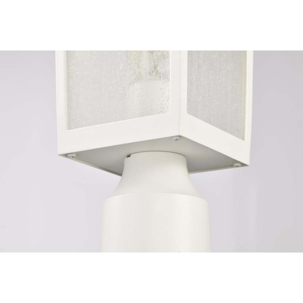 Cove Neck Large 16-in Post Light Lantern White Finish w/ Clear Seeded Glass