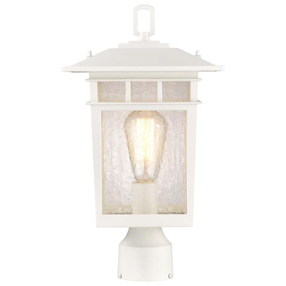 Cove Neck Large 16-in Post Light Lantern White Finish w/ Clear Seeded Glass