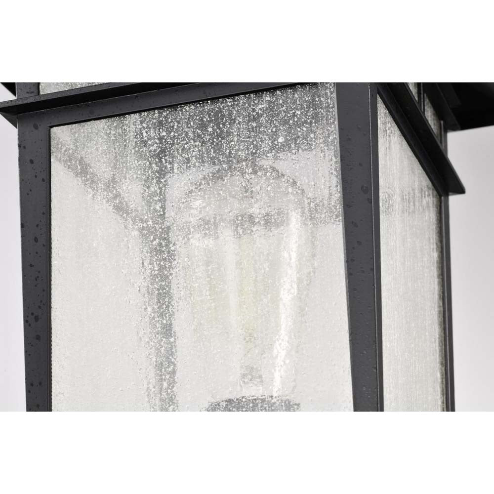 Cove Neck 16-in Post Light Lantern Textured Black Finish w/ Clear Seeded Glass