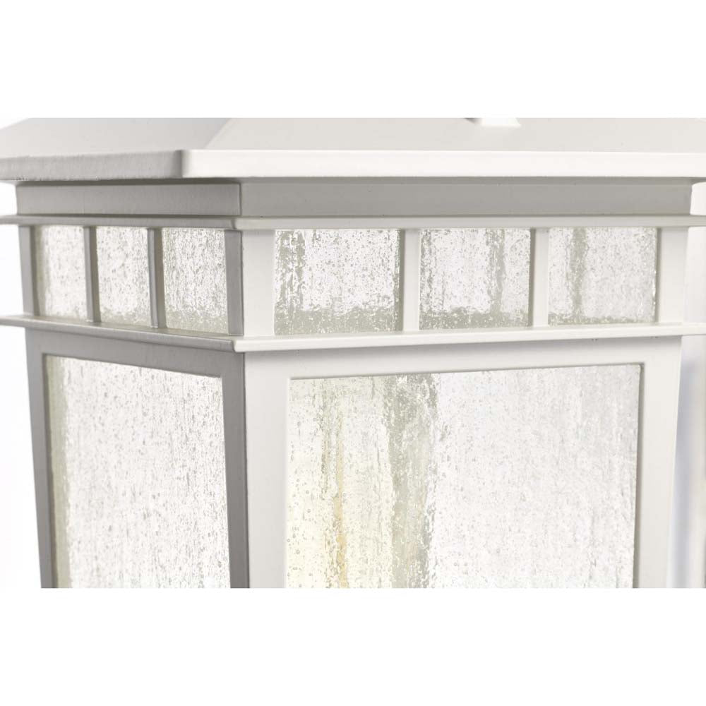 Cove Neck Outdoor 14-in Post Light Lantern White Finish w/ Clear Seeded Glass