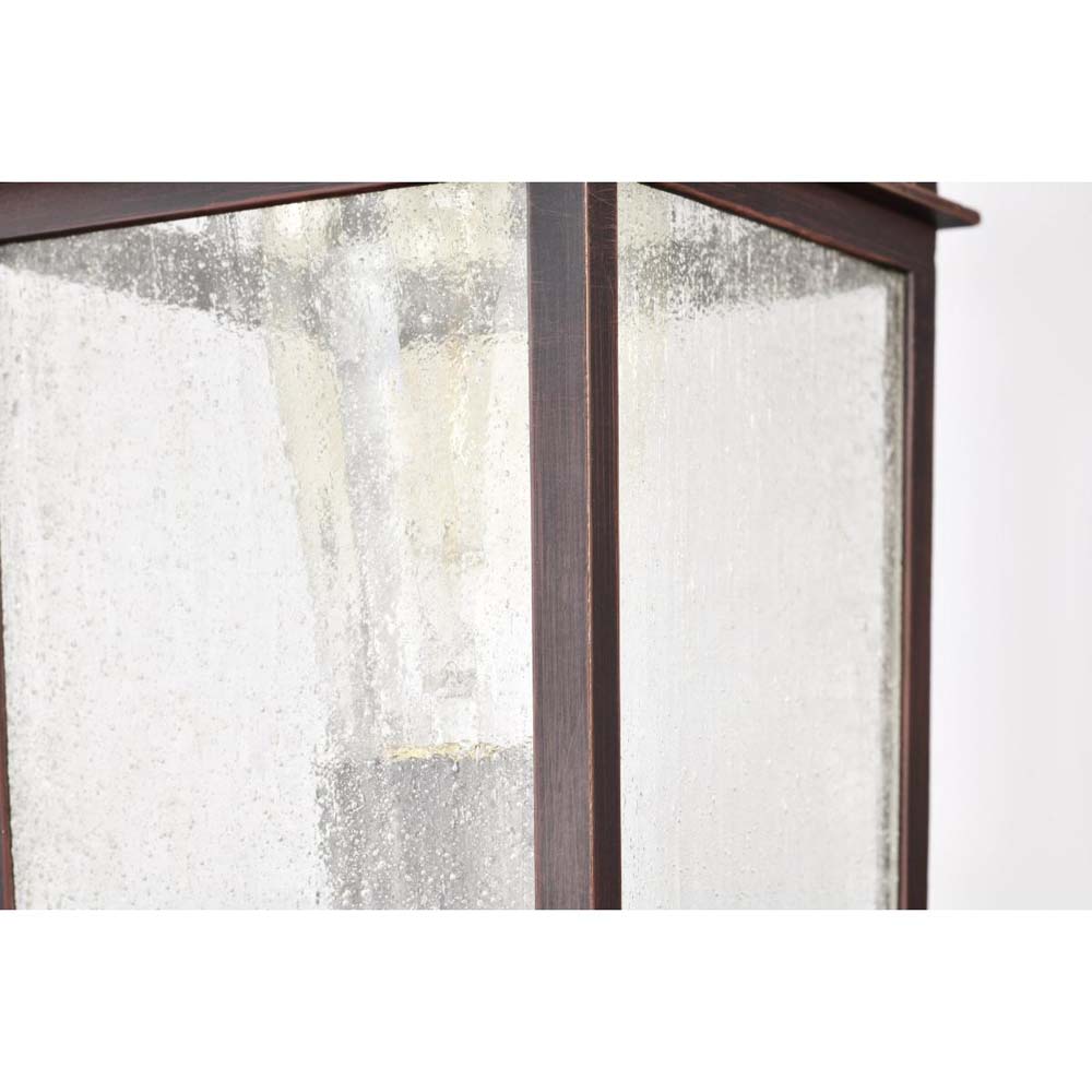 Cove Neck 14-in Post Light Lantern Rustic Bronze Finish w/ Clear Seeded Glass
