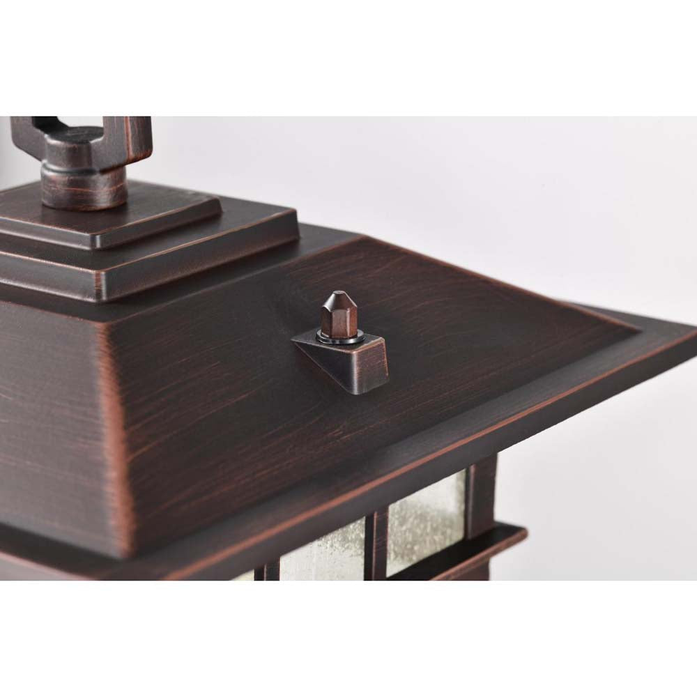 Cove Neck 14-in Post Light Lantern Rustic Bronze Finish w/ Clear Seeded Glass