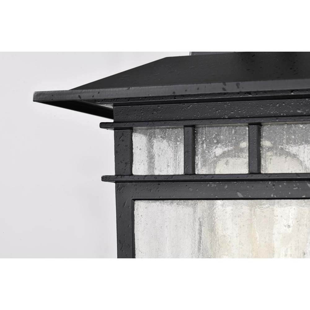 Cove Neck 14-in Post Light Lantern Textured Black Finish w/ Clear Seeded Glass