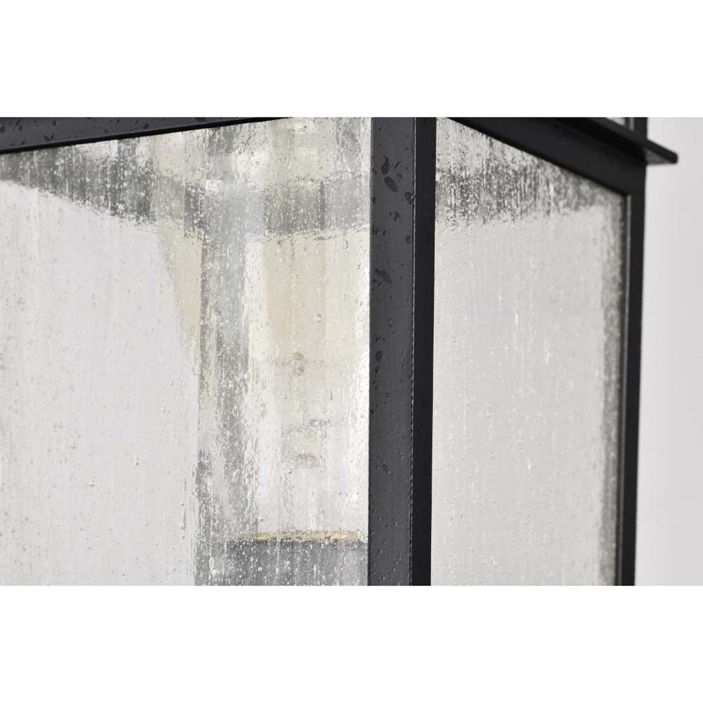 Cove Neck 14-in Post Light Lantern Textured Black Finish w/ Clear Seeded Glass
